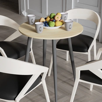 Стол круглый OPTIMA 4 ноги на конус Ferrum-decor 750x670x670 Черный металл ДСП Дуб Кремона Торро 16 мм (OPTIM4405)