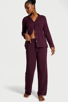 Піжама (сорочка + штани) Victoria's Secret SoSoft™ Modal Long Pajama Set S Regular Бордо (27178759D)