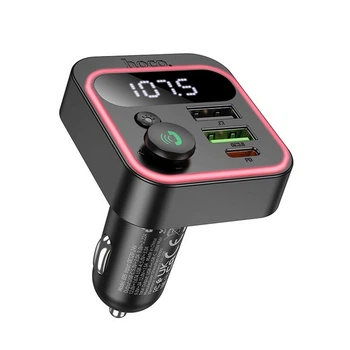 FM-трансмітер модулятор Hoco E85 Tiger Bluetooth USB+Type-C з дисплеєм чорний (RZN-23105358)