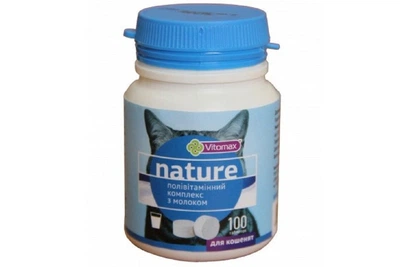 Таблетки для котят Nature поливитаминный комплекс с молоком №100 Vitomax