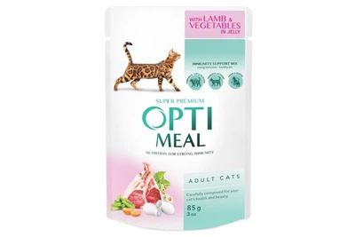 Корм для котів Lamb and Vegetables з ягням та овочами у желе 85 г Optimeal
