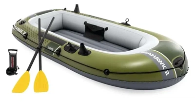 Лодка надувная Intex SEAHAWK 66332 NP 236×114×41 см двухместный гребной с веслами и насосом 240 кг