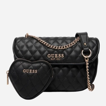 Сумка кросбоді через плече жіноча зі штучної шкіри маленька Guess Atabey Hobo HWQG98-94210-BLA Black (198659018559)