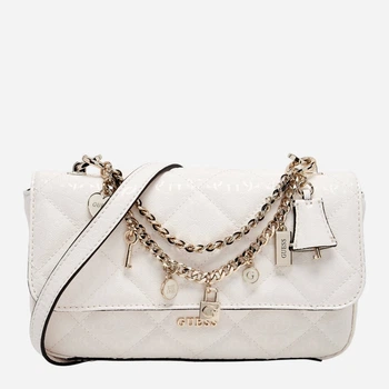 Сумка кросс-боди через плечо женская из искусственной кожи маленькая Guess Libby 2 Comp Satchel HWGG99-12200-OFF Off White (198659053505)
