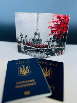 Обкладинка на паспорт- книжку шкіра закордонний паспорт ,біометричний ,військовий квиток париж (арт. 870)