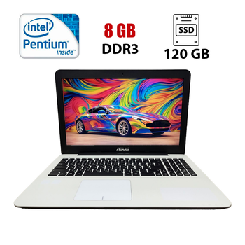 Ноутбук Б-клас Asus X555S / 15.6" (1366x768) TN / Intel Pentium N3700 (4 ядра по 1.6 - 2.4 GHz) / 4 GB DDR3 / 120 GB SSD / nVidia GeForce 920M, 1 GB GDDR3, 64-bit / WebCam б/в