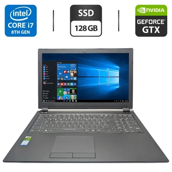 Ноутбук Б-клас Schenker Key 15 / 15.6" (1920x1080) IPS / Intel Core i7-8750H (6 (12) ядер по 2.2 - 4.1 GHz) / 8 GB DDR4 / 128 GB SSD / nVidia GeForce GTX 1070, 8 GB GDDR5, 256-bit / WebCam / АКБ не тримає б/в