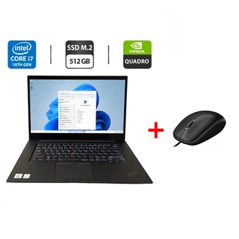 Мобільна робоча станція Lenovo ThinkPad P1 Gen 3 / 15.6" (3840x2160) OLED / Intel Core i7-10875H (8 (16) ядер по 2.3 - 5.1 GHz) / 16 GB DDR4 / 512 GB SSD M.2 / nVidia Quadro T1000, 4 GB GDDR5, 128-bit / WebCam / Fingerprint б/в + Подарунок Дротова миша