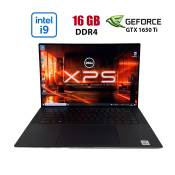 Игровой ноутбук Dell XPS 15 9500 / 15.6" (3840x2400) IPS Touch / Intel Core i9-10885H (8 (16) ядер по 2.4 - 5.3 GHz) / 16 GB DDR4 / 512 GB SSD / nVidia GeForce GTX 1650 Ti, 4 GB GDDR6, 128-bit / WebCam б/у