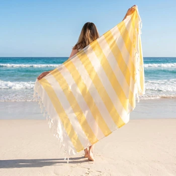 Пляжное полотенце большое для пляжа Riviera Lemon 100х180 см пляжная подстилка на море в басейн желтая