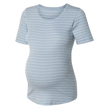 Футболка для беременных в рубчик для женщины Esmara LYCRA® 442774_435031_ L Голубой