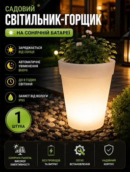 Вуличний світильник садовий горщик квітковий на сонячній зарядці з LED підсвічуванням декоративний світильник для саду та двору з 4 світлодіодами