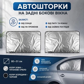 Магнитные автошторки на задние боковые окна MagneticCar, 2 штуки