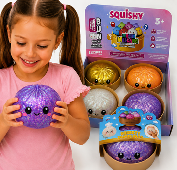 Іграшка-антистрес Squishy Dumpling «Мега Пельмень у Пароварці» — м'яка сквіш-іграшка, блискітки, 15 см