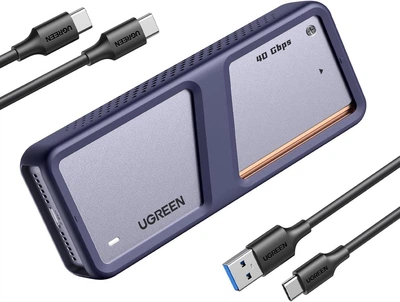 Зовнішній корпус для жорсткого диска UGREEN 40Gbps M.2 NVMe Enclosure with Cooling Fan, Anti-Drop SSD Enclosure Grey (CM642)