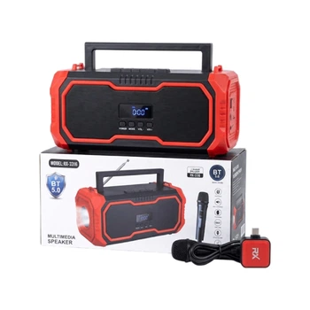 Портативная акустика Bluetooth колонка с FM-радио, LED-фонариком и микрофоном для караоке (PD5011)