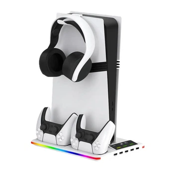 Подставка охлаждения OIVO VG-P5396-Pro для PS5 Pro/Fat/Slim с зарядной станцией для геймпадов, 120 мин, RGB-подсветка (134BC9D6310E)