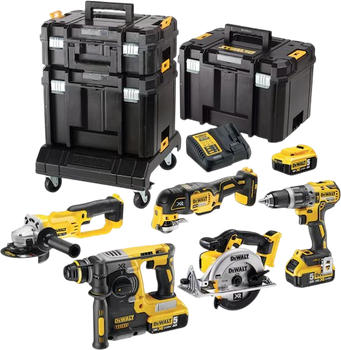 Набір електроінструментів DeWalt 18V XR з 3 акумуляторами 5 Ah 6 шт. (DCK654P3T-QW)