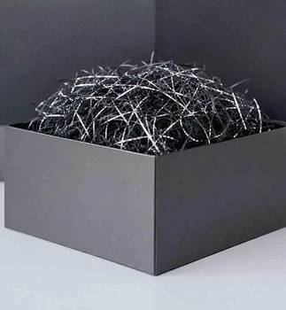 Наполнитель для подарочных коробок (50 г), цвет - черный с серебром