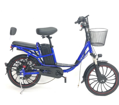 Электровелосипед Minako Pro 20" с корзиной 750W 60V/21Ah пассажирский для курьеров синий (LUX1844)