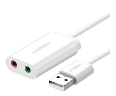Звуковая карта UGREEN US205 USB 15cm whitela (6957303831432) EU