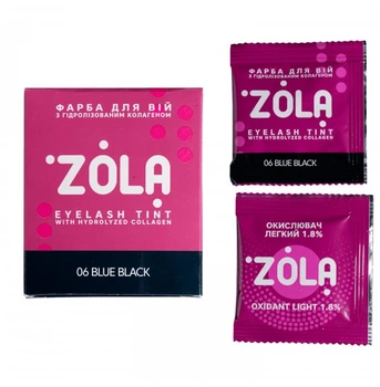 ZOLA Краска для ресниц с коллагеном в саше с окислителем 06 blue black 5ml