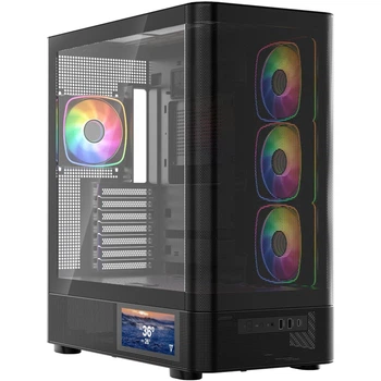 Корпус Modecom VOLCANO AQ400 ARGB MIDI SIDE LCD 6,2”, 4x120mm fans BLACK без БЖ ATX (MC-A-AQ400-4FA-B)