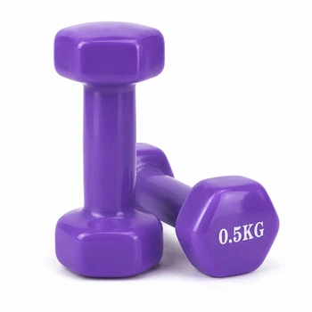 Набор металлических гантель с виниловым покрытием 0.5 кг Feel Fit фиолетовая 2 шт