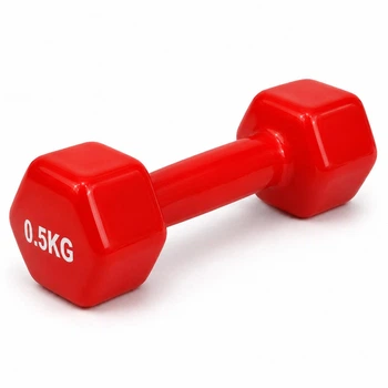 Гантель металлическая с виниловым покрытием 0.5 кг 1 шт Feel Fit Красный