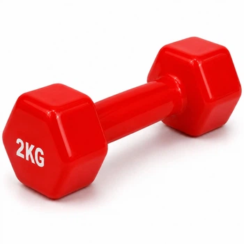 Гантель металева з вініловим покриттям 2 кг 1 шт Feel Fit Червоний