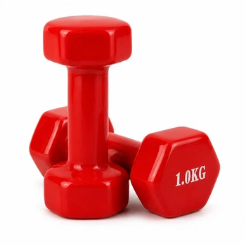 Гантель металлическая с виниловым покрытием 1 кг 2 шт Feel Fit красная