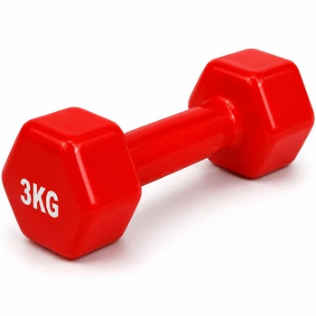 Гантель металева з вініловим покриттям 3 кг 1 шт Feel Fit Червона