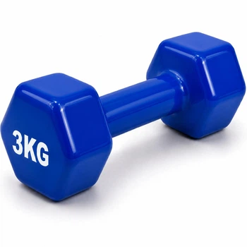 Гантель металлическая с виниловым покрытием 3 кг 1 шт Feel Fit Синій