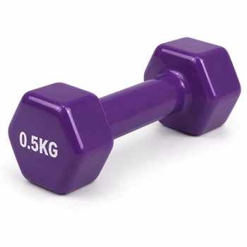 Гантель металева з вініловим покриттям 0.5 кг 1 шт Feel Fit фіолетова