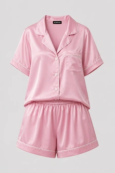 Жіноча шовкова піжама BOBRAND "Soft Pink Satin" - S