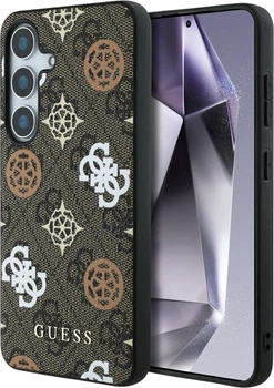 Etui Guess 4G Printed Colored Peony Pattern MagSafe do Samsung Galaxy S25 Brown (GUHMS25SP4PWPW)