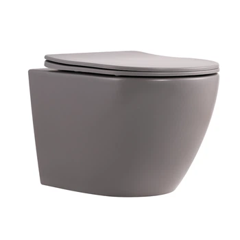 Унитаз подвесной Robin Ultra Quiet 490×365×325 мм, Stone Grey, с сиденьем Slim Duroplast / Soft-close / Quick Release QT13332381АSSG Qtap
