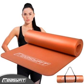 Коврик для йоги, пилатеса и фитнеса EasyFit EF-1919-OR, противоскользящий, NBR, Оранжевый, 180×61×1 см.
