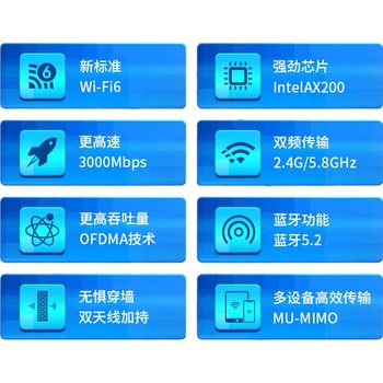 COMFAST AX200, Intel Gaming and E-Sports, 3000M двухдиапазонный 5G, встроенная беспроводная сетевая карта PCI-E для настольного компьютера, WiFi 6 + Bluetooth 5.2, компьютерный WiFi приемник