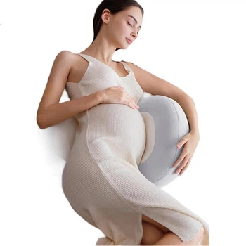 Подушка для вагітних BabyWatch U-подібна, підтримка живота та талії, для сну на боці, силіконова, сіра