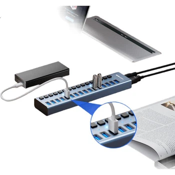 USB-концентратор Acasis 3.1 с 16 портами, независимым переключателем управления и адаптером расширения, совместимый с ноутбуками Apple Mac HS-716M 10 Гбит/с.