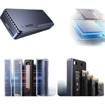 Корпус для SSD-накопителя UGREEN M.2 NVMe/SATA, 20 Гбит/с, совместим с Thunderbolt 3/4, подходит для ноутбуков и настольных компьютеров Apple 17, внешний портативный SSD-накопитель в корпусе для телефонов.