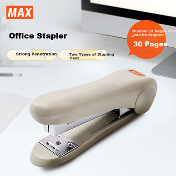 Портативный степлер MAX HD-50 с поворотной пластиной для скрепления, не требующий больших усилий, подходит для студентов, изучающих бизнес и финансы, и для офисных принадлежностей. Может скреплять от 2 до 30 страниц, совместим со скобами № 3-1M, серый.