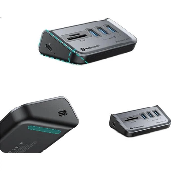 USB-концентратор Yottamaster USB 3.2, 4-портовая док-станция расширения, многопортовый адаптер, совместимый с компьютерами Black Myth: Wukong и настольными компьютерами, с разъемом питания Type-C, длина кабеля 0,5 метра.