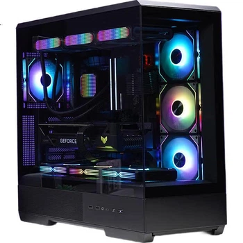 Игровой корпус для настольного компьютера Aigo Starry Sky Tower Black, поддержка двух 360-мм систем водяного охлаждения, материнская плата ATX, быстросъемное крепление с четырех сторон, панорамный обзор 270°, поддержка видеокарты 5090.