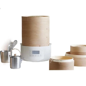 Пароварка Olayks Instant Bamboo Steamer Pot, многофункциональная машина для приготовления завтраков, быстро нагревающаяся домашняя пароварка с таймером и функцией резервирования, интеллектуальная модернизированная версия с 3 слоями.