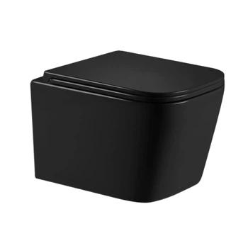 Унітаз підвісний Qtap Crow Ultra Quiet 485×340×290мм безобідковий з сидінням Soft close чорний (QT05335171MB)