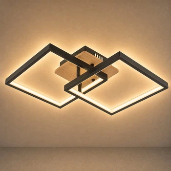 Люстра потолочная светодиодная VALESO DK6589-2 LED 41W Чёрный+Дерево