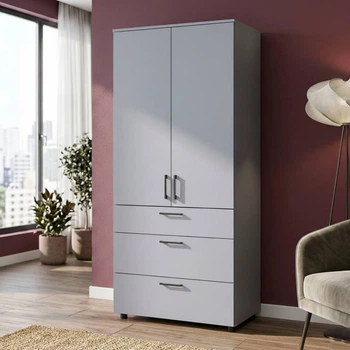 Шкаф для одежды Doros Торн Серый 2 ДСП/3Ш (штанга) 90х51.6х200 (DRS-012025)