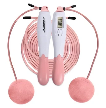 Скакалка скоростная для похудения (беспроводная) EasyFit TwinRope EF-1909-WP (с счетчиком) 2,8 м Белый-розовый